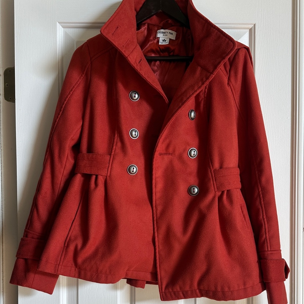 Celebrity Women's Coral Pea Coat